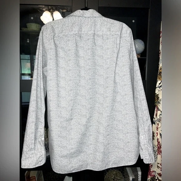 Jack Spade Bleecker Street White and Navy Abstract X Print Button-Down Shirt EUC - Picture 3 of 4